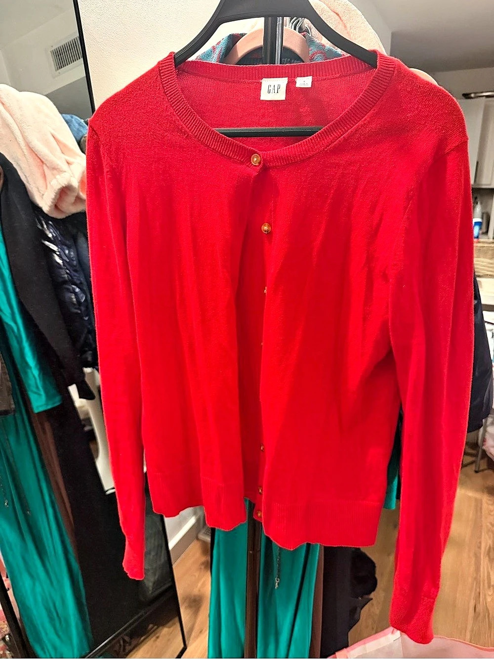 Gap Women'Small Cotton Crewneck Cardigan Cotton Cardigan in Red Small